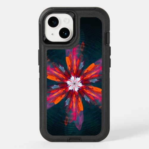 Floral Mandala Flowers Orange Red Blue Abstract OtterBox iPhone 14 Case