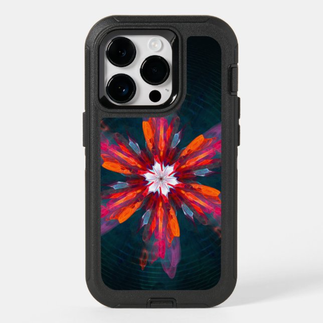 Floral Mandala Flowers Orange Red Blue Abstract Otterbox iPhone Case (Back)