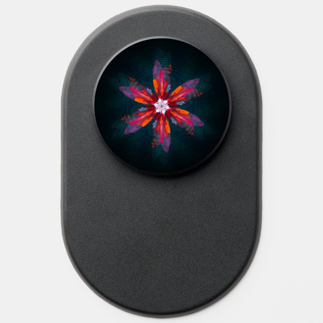 Floral Mandala Flowers Orange Red Blue Abstract PopSocket (Popsocket)