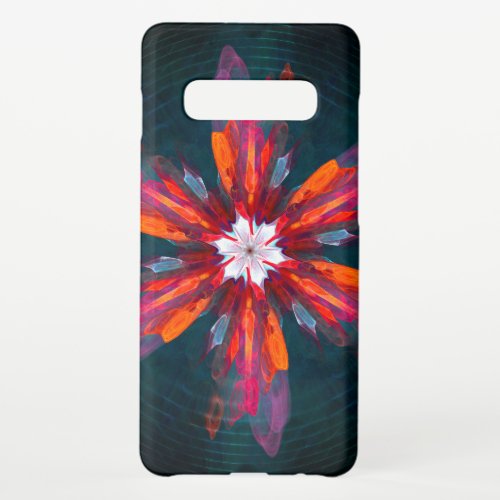 Floral Mandala Flowers Orange Red Blue Abstract Samsung Galaxy S10 Case