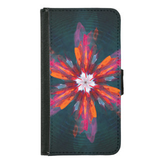 Floral Mandala Flowers Orange Red Blue Abstract Samsung Galaxy S5 Wallet Case