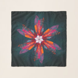 Floral Mandala Flowers Orange Red Blue Abstract Scarf