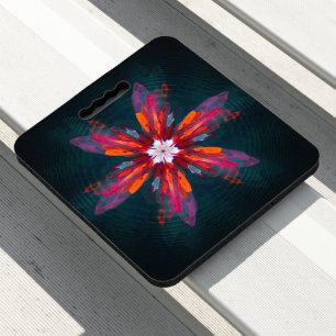 Floral Mandala Flowers Orange Red Blue Abstract Seat Cushion