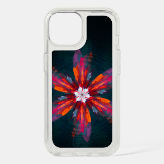 Floral Mandala Flowers Orange Red Blue Abstract iPhone 15 Case