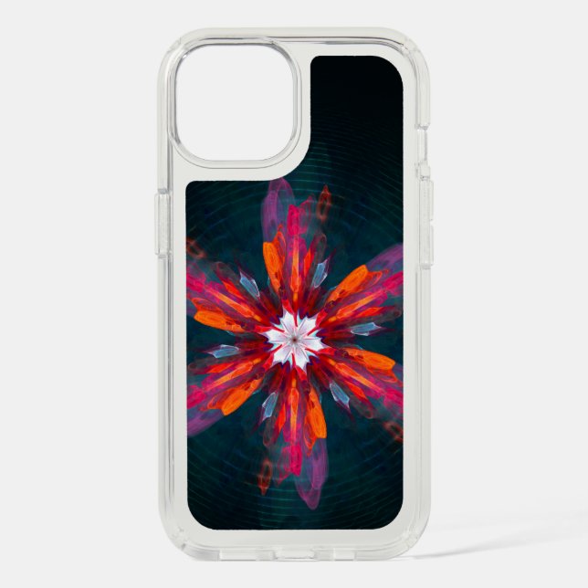 Floral Mandala Flowers Orange Red Blue Abstract Speck iPhone Case (Front)
