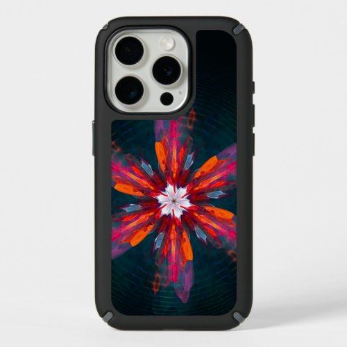 Floral Mandala Flowers Orange Red Blue Abstract iPhone 15 Pro Case
