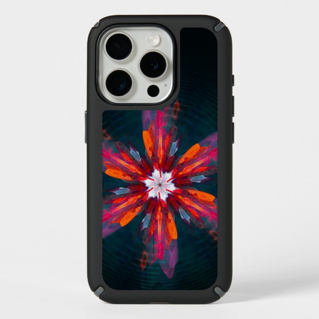 Floral Mandala Flowers Orange Red Blue Abstract Speck iPhone Case (Front)