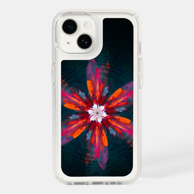 Floral Mandala Flowers Orange Red Blue Abstract Speck iPhone Case (Front)