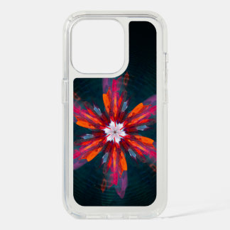 Floral Mandala Flowers Orange Red Blue Abstract iPhone 15 Pro Case