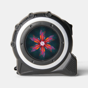 Floral Mandala Flowers Orange Red Blue Abstract Tape Measure