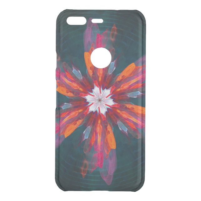Floral Mandala Flowers Orange Red Blue Abstract Uncommon Google Pixel Case (Back)