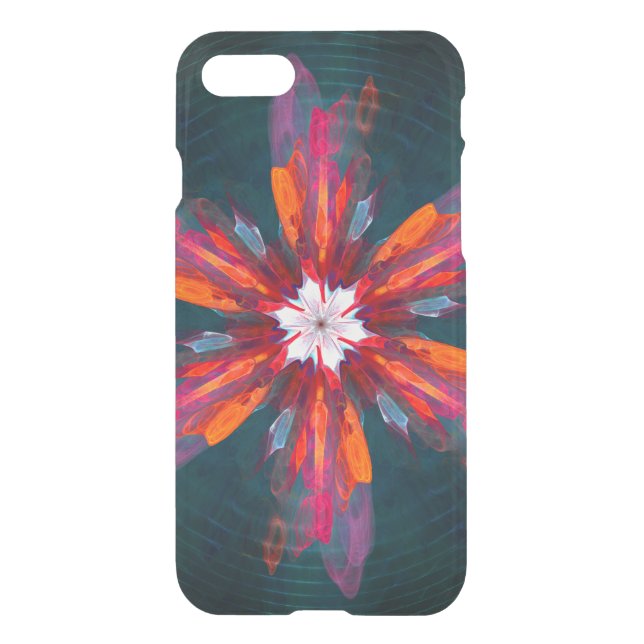 Floral Mandala Flowers Orange Red Blue Abstract Uncommon iPhone Case (Back)