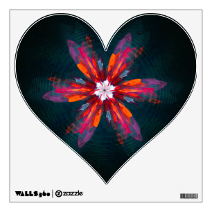 Floral Mandala Flowers Orange Red Blue Abstract Wall Decal