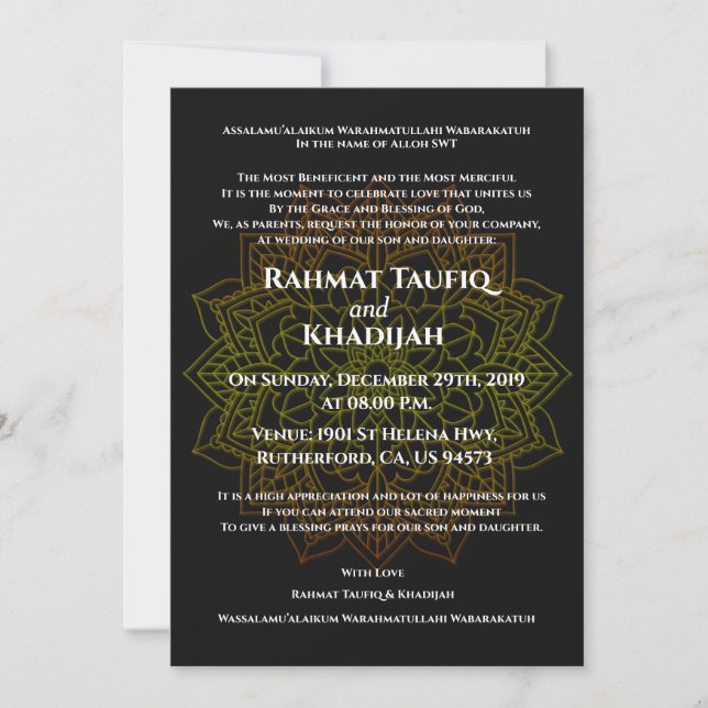 Floral Mandala For Islamic Wedding Invitation (Front)