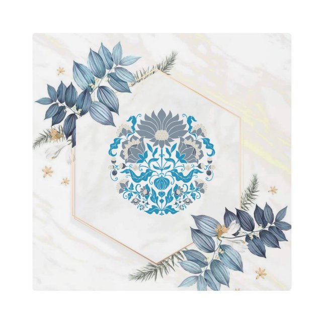 Floral Mandala Graphic Design, White Background Metal Print (Front)