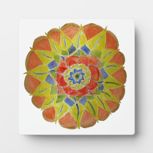 Floral Mandala Handpainted 5.25 x 5.25 with Easel Plaque (Front)