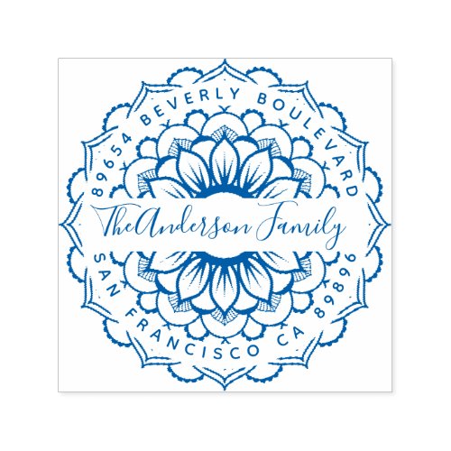 Floral Mandala Modern Typography Return Address Self_inking Stamp