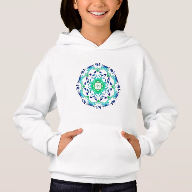 Floral  mandala. monogram. hoodie (Front)