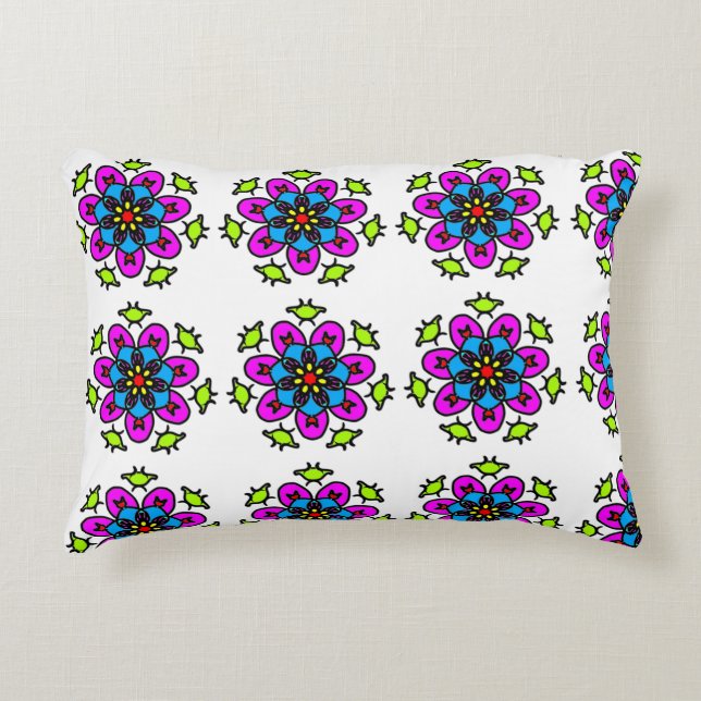 Floral Mandala Pattern Accent Pillow (Front)