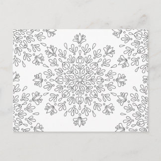 Floral Mandala Pattern Adult Coloring Postcard