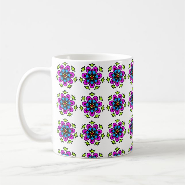 Floral Mandala Pattern Coffee Mug (Left)