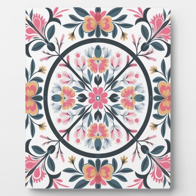 Floral Mandala Pattern Design. Ornamental Art Plaque (Front)