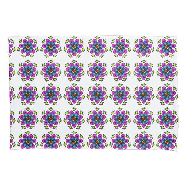 Floral Mandala Pattern Pillow Case (Front)