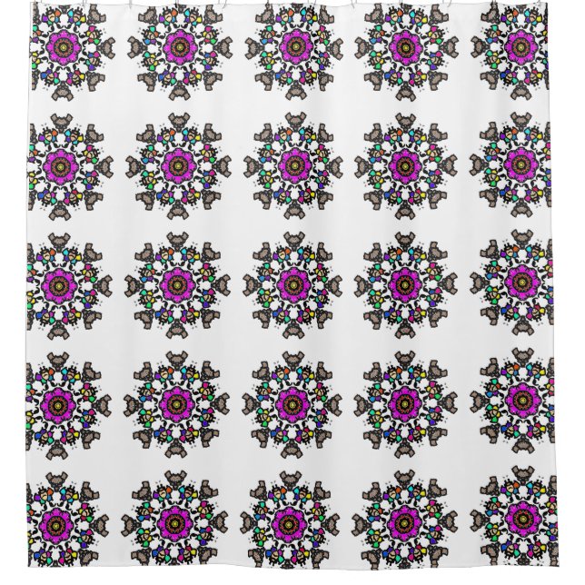 Floral Mandala Pattern Shower Curtain (Front)