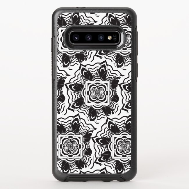 Floral Mandala Pattern White Black Galaxy S10 Case