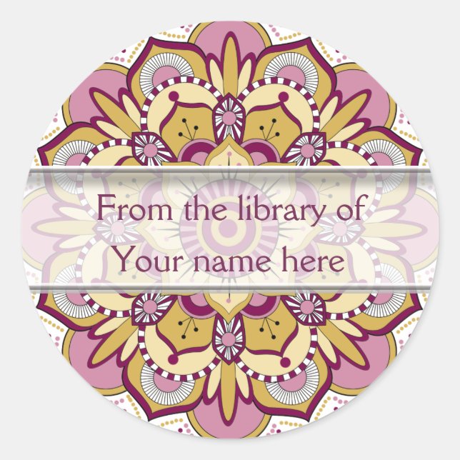 Floral Mandala Personalized Bookplates (Front)