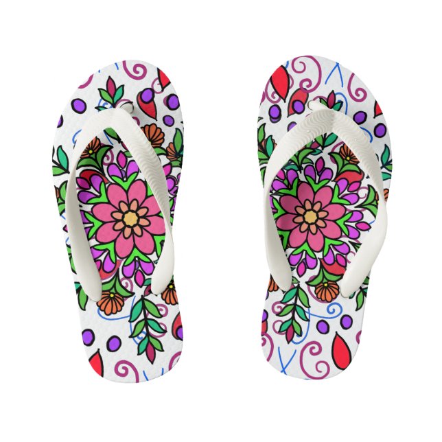 Floral Mandala Sandle Kid's Flip Flops (Footbed)