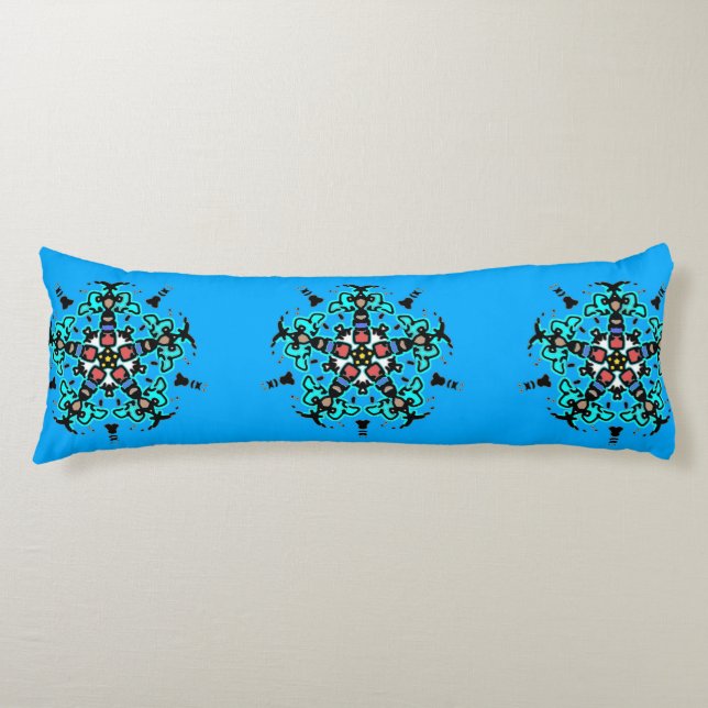 Floral Mandala Seamless Azure Body Pillow (Front)