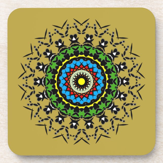 Floral Mandala Seamless Beverage Coaster (Front)