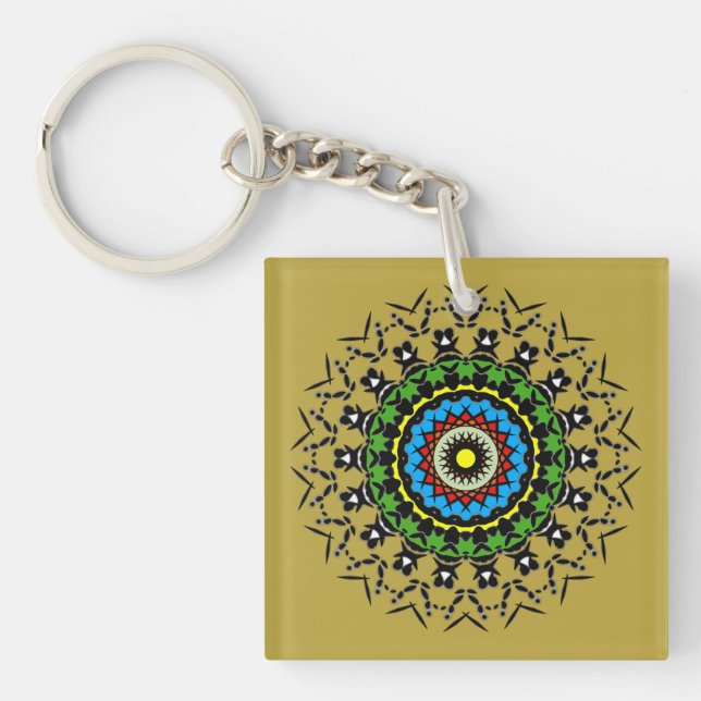 Floral Mandala Seamless Keychain (Front)