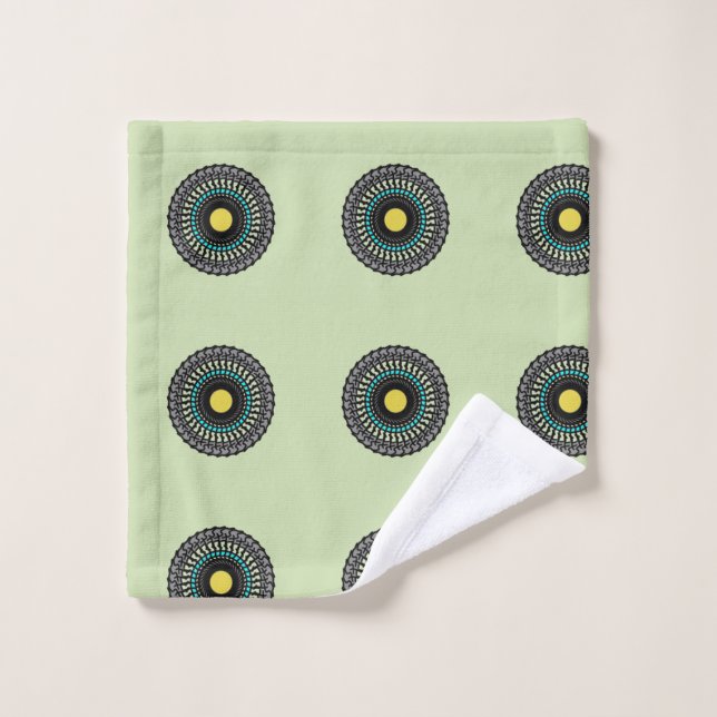 Floral Mandala Seamless Pattern Bath Towel Set (Wash Cloth)