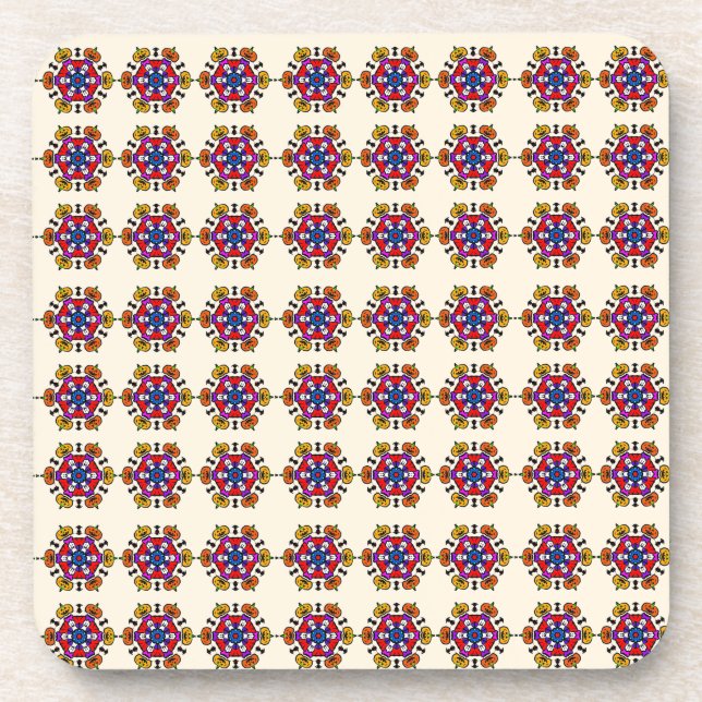 Floral Mandala Seamless Pattern Beverage Coaster (Front)