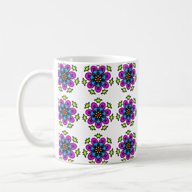 Floral Mandala Seamless Pattern Coffee Mug (Left)