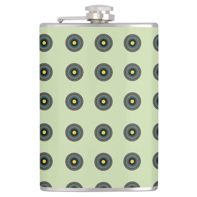 Floral Mandala Seamless Pattern Flask (Front)