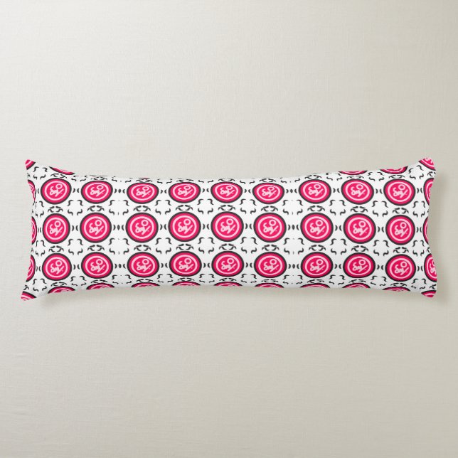 Floral Mandala Seamless Pattern Modern Pink Orbit Body Pillow (Front)