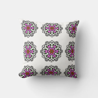 Floral Mandala Seamless Pattern Pink Bloom Throw Pillow