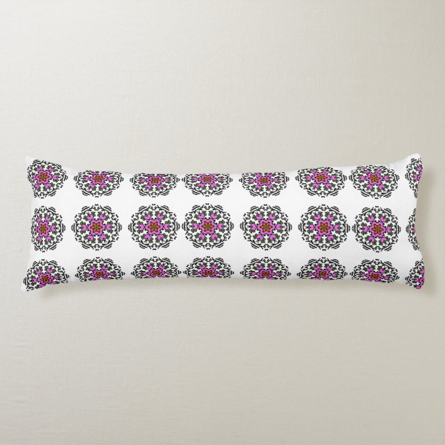 Floral Mandala Seamless Pattern: Purple Boho Zen Body Pillow (Front)