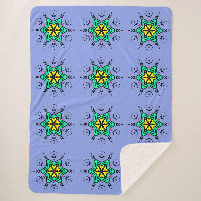 Floral Mandala Seamless Pattern Sherpa Blanket (Front)