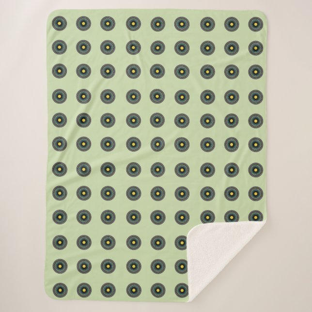 Floral Mandala Seamless Pattern Sherpa Blanket (Front)