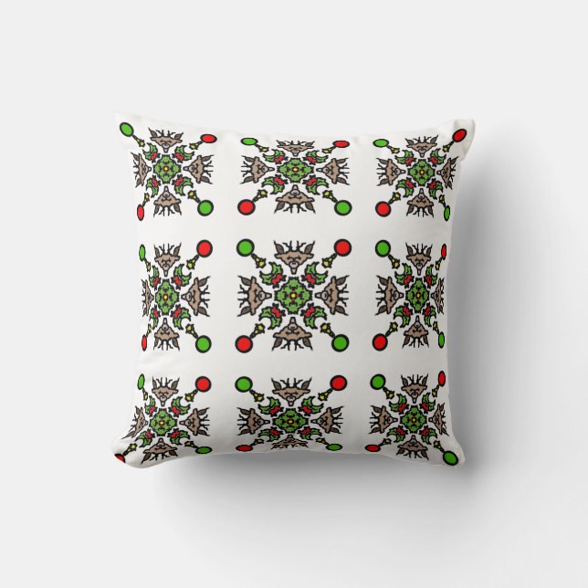 Floral Mandala Seamless Pattern Throw Pillow (Front)