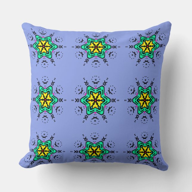 Floral Mandala Seamless Pattern Throw Pillow (Front)