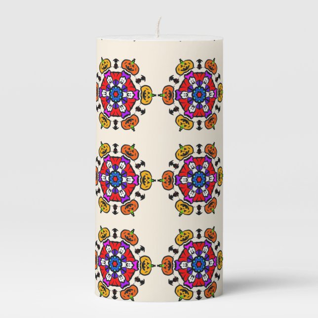 Floral Mandala Seamless Pillar Candle (Front)
