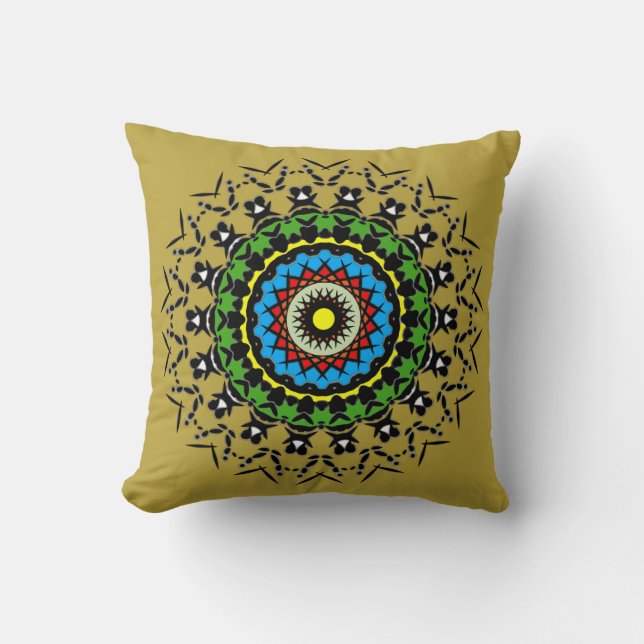 Floral Mandala Seamless Throw Pillow (Front)