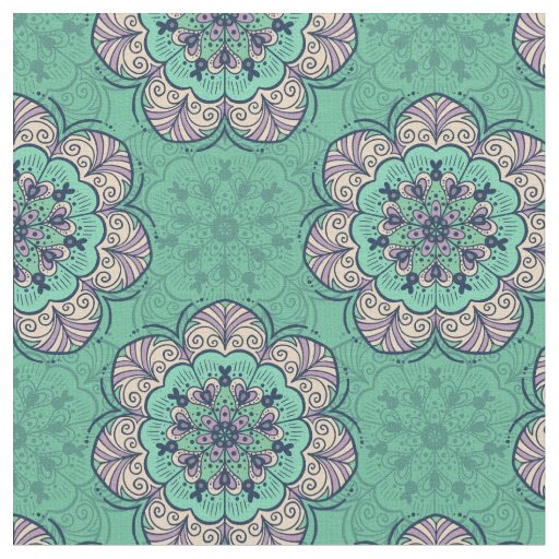 Floral Mandala Tile in Mint & Lavender Fabric