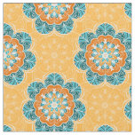 Floral Mandala Tile in Orange &amp; Teal Fabric