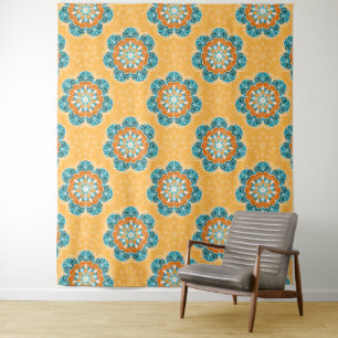 Floral Mandala Tile in Orange & Teal Tapestry
